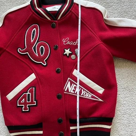 Coach Chelsea Varsity Jacket S Red - Picture 7 of 9